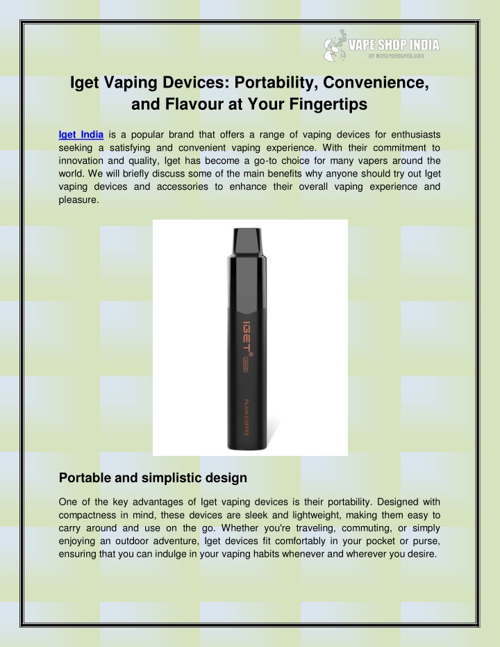 iget vaping devices portability convenience