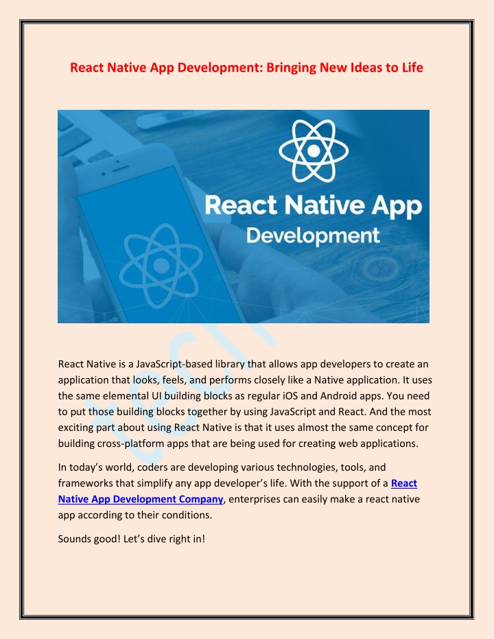 react native app development bringing new ideas