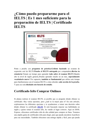 ¿Cómo puedo prepararme para el IELTS - Es 1 mes suficiente para la preparación de IELTS - Certificado IELTS
