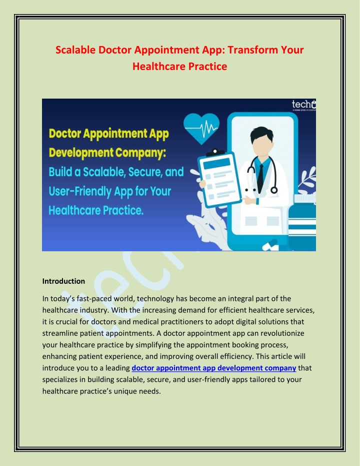 scalable doctor appointment app transform your