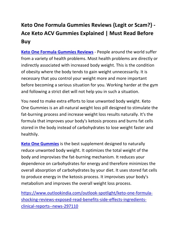 keto one formula gummies reviews legit or scam