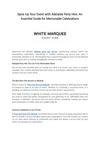 spice up your event with adelaide party hire