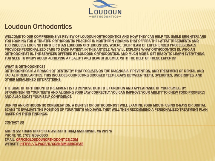 loudoun orthodontics