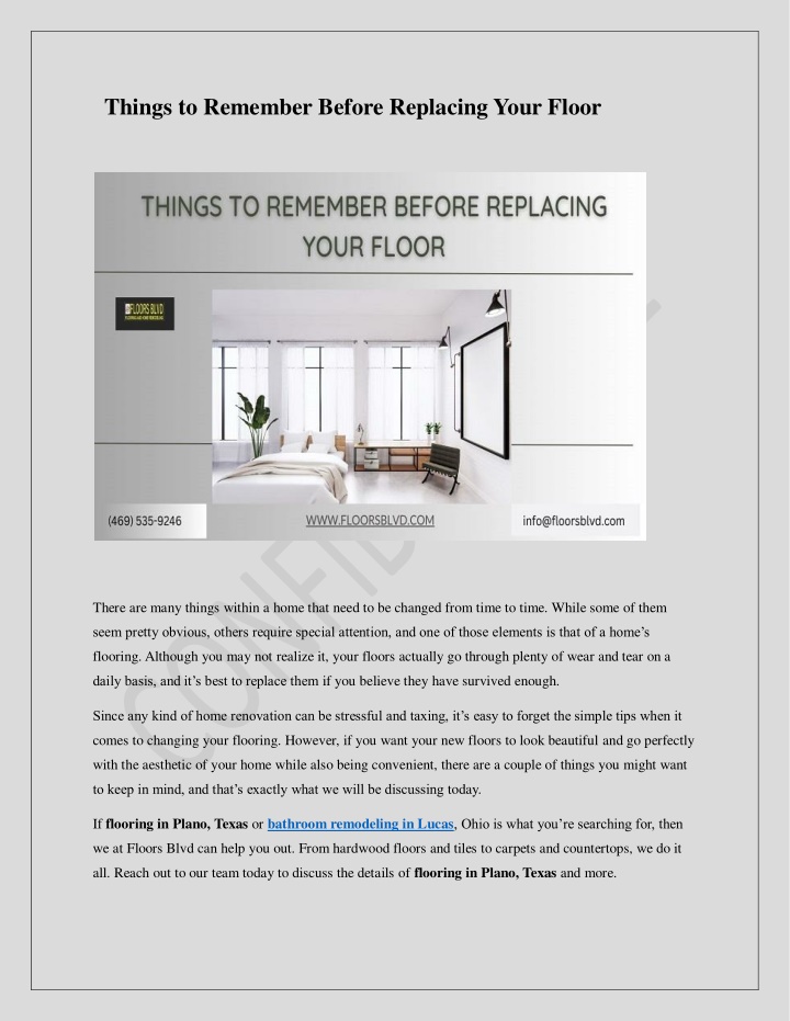 things to remember before replacing your floor