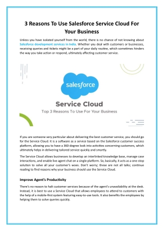 3 reasons to use salesforce service cloud
