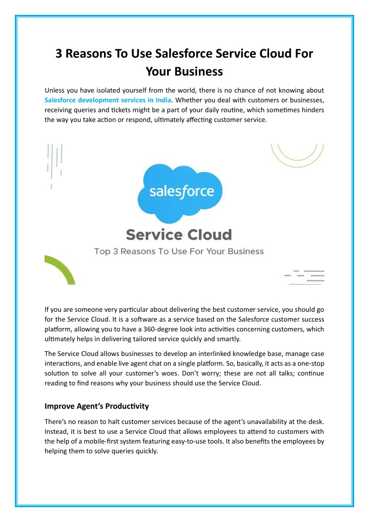 3 reasons to use salesforce service cloud