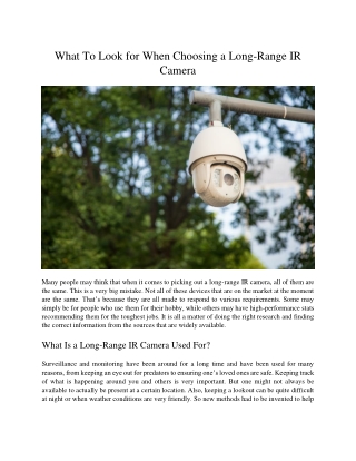 what to look for when choosing a long range