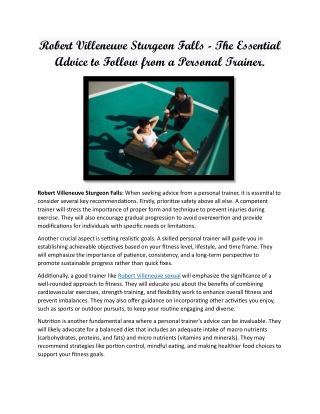 Robert Villeneuve Sturgeon Falls - The Essential Advice to Follow from a Personal Trainer.
