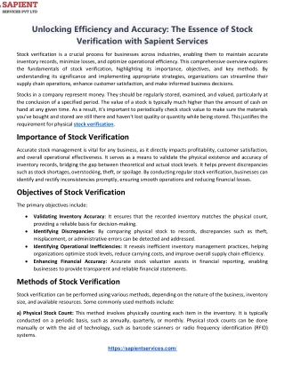 Unlocking Efficiency and Accuracy: The Essence of Stock Verification with Sapien