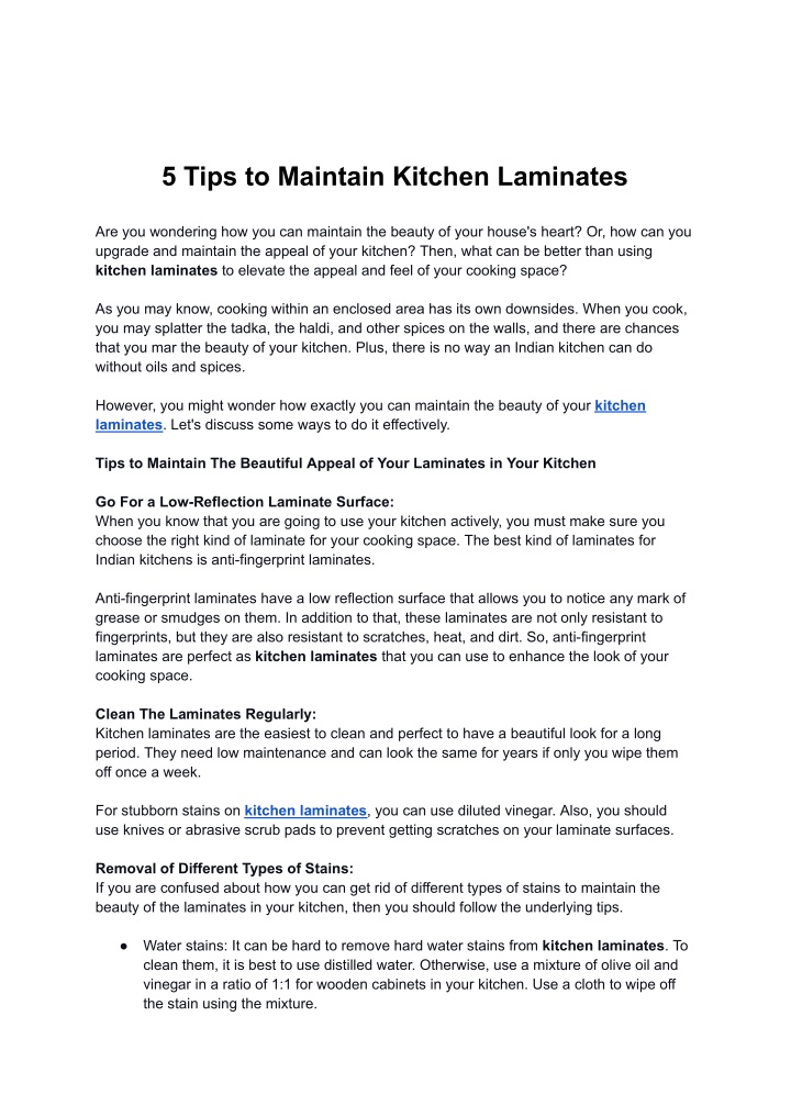 5 tips to maintain kitchen laminates