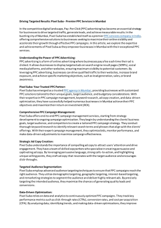 driving targeted results pixel suba premier