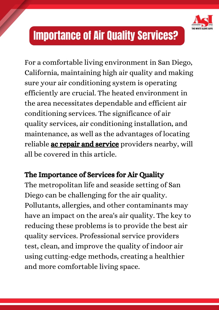 importance of air quality services