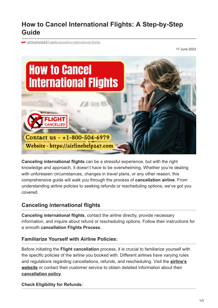 how to cancel international flights a step