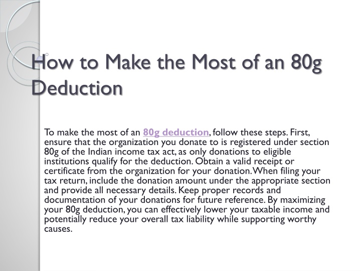 how to make the most of an 80g deduction