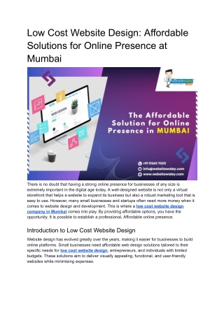 Low Cost Website Design_ Affordable Solutions for Online Presence at Mumbai