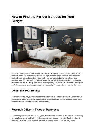 how to find the perfect mattress for your budget