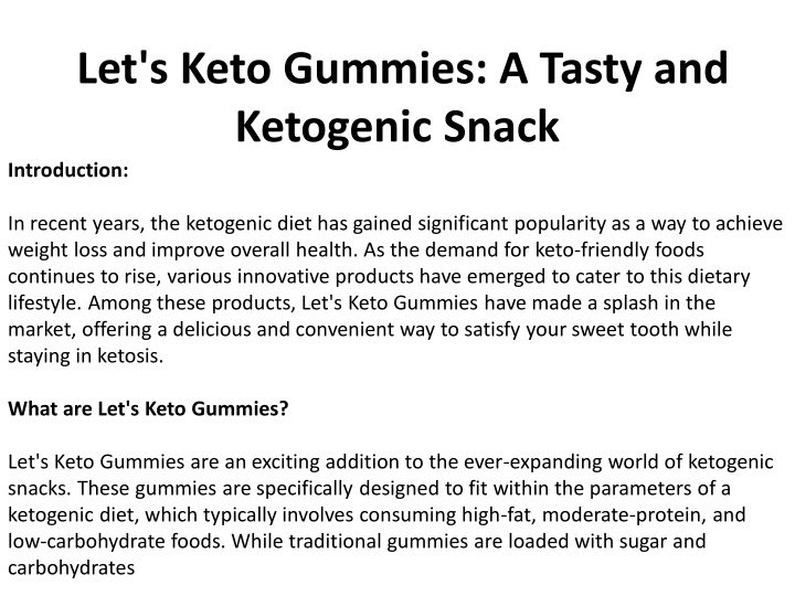 let s keto gummies a tasty and ketogenic snack