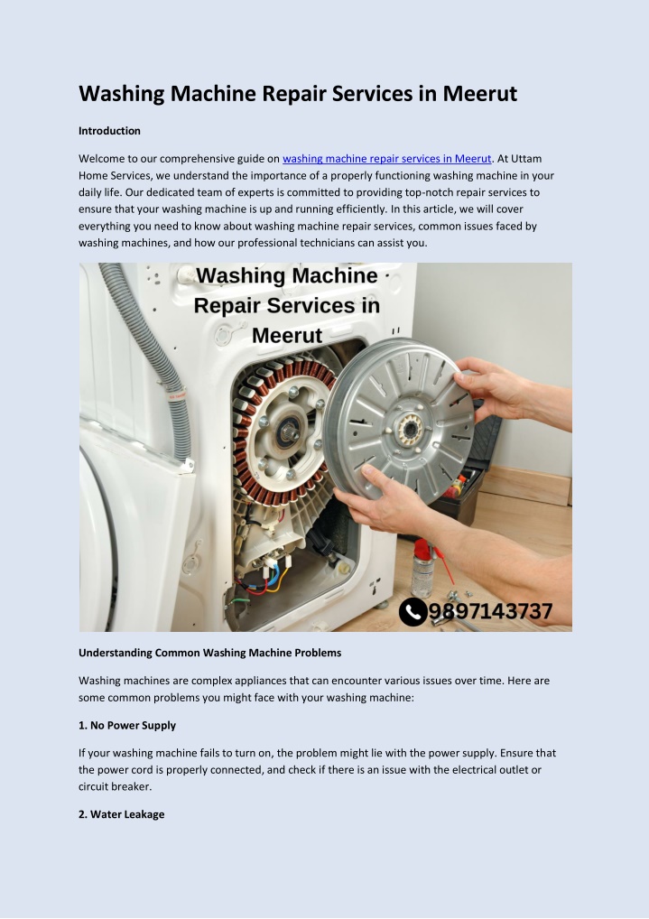 washing machine repair services in meerut