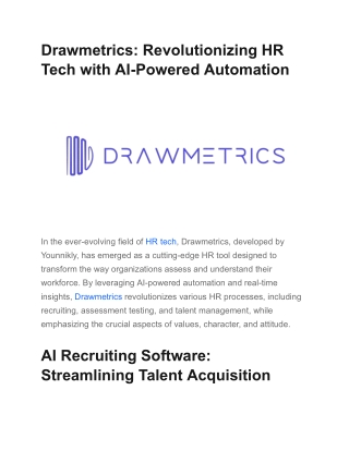 Drawmetrics - Revolutionizing HR Tech with AI-Powered Automation