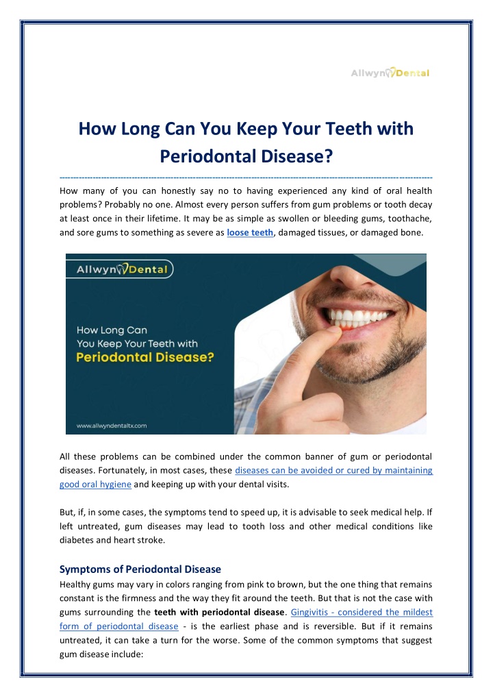 how long can you keep your teeth with periodontal