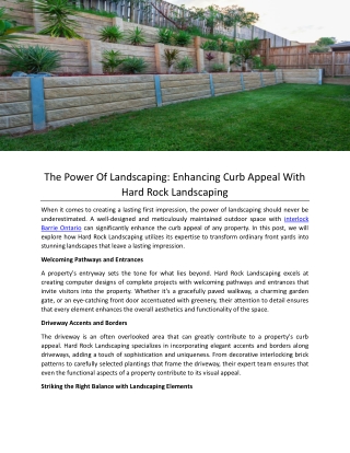 The Power Of Landscaping- Enhancing Curb Appeal With Hard Rock Landscaping