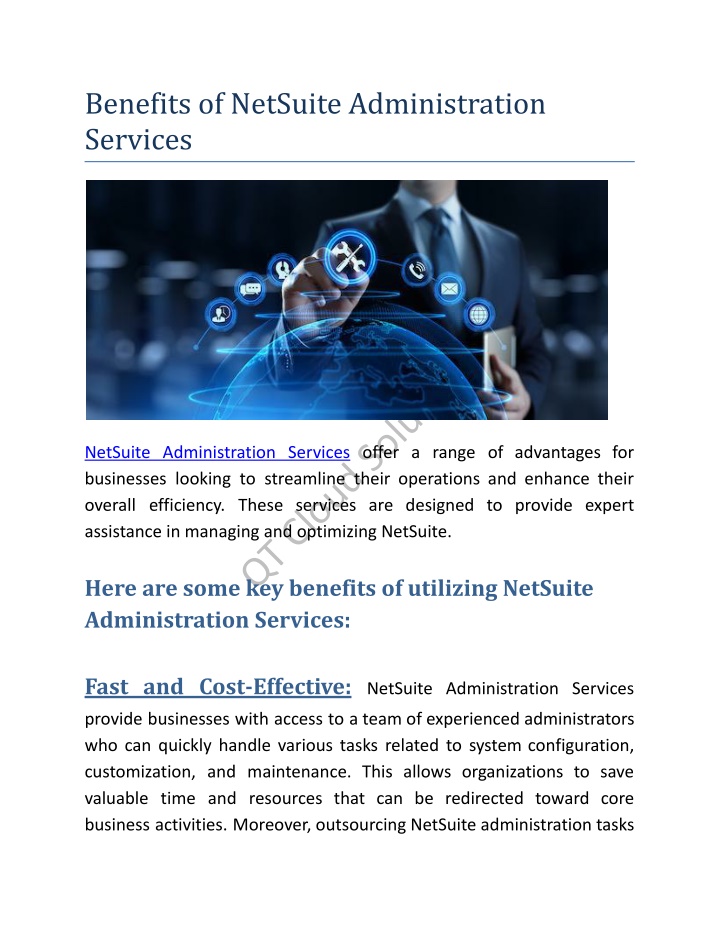 benefits of netsuite administration services