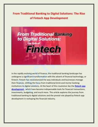 from traditional banking to digital solutions