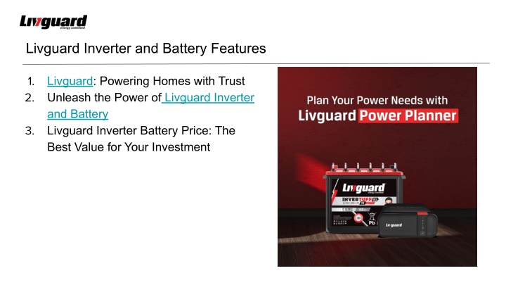 livguard inverter and battery features