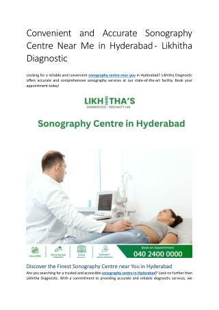 Convenient and Accurate Sonography Centre Near Me in Hyderabad