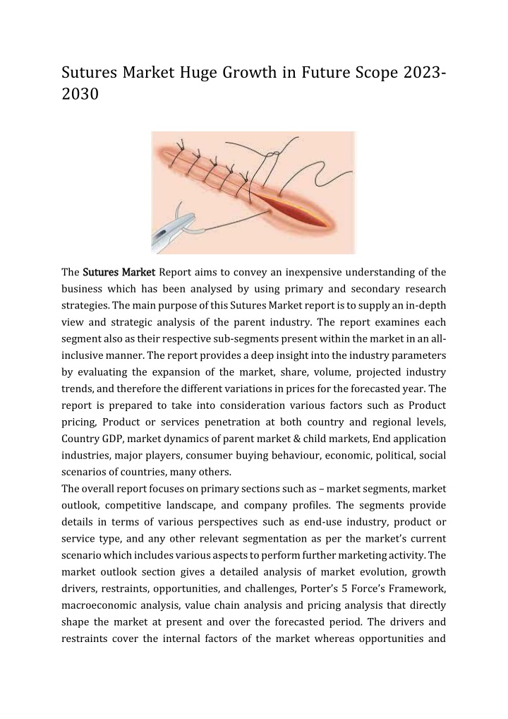 sutures market huge growth in future scope 2023