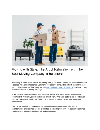 moving with style the art of relocation with