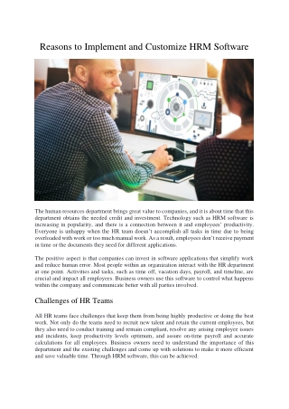reasons to implement and customize hrm software