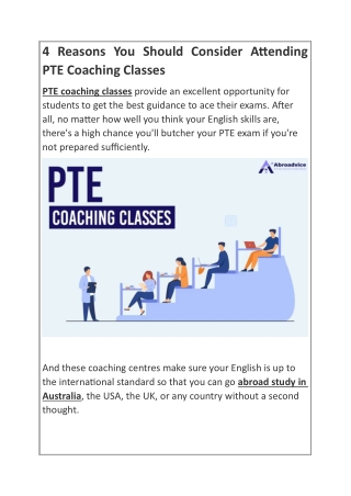 4 Reasons You Should Consider Attending PTE Coaching Classes