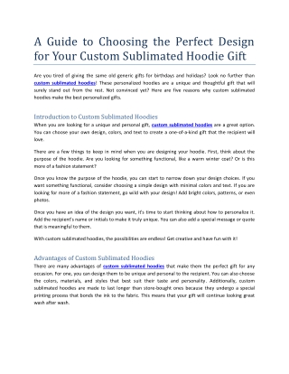 A Guide to Choosing the Perfect Design for Your Custom Sublimated Hoodie Gift