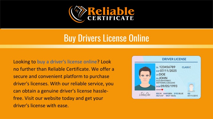 PPT - Buy Drivers License Online - Reliable Certificate PowerPoint ...