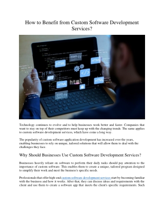 how to benefit from custom software development