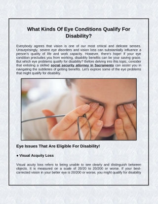What Kinds Of Eye Conditions Qualify For Disability?