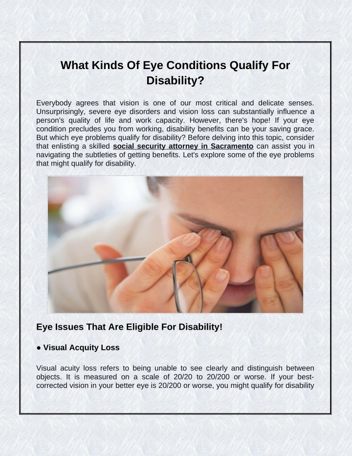 what kinds of eye conditions qualify