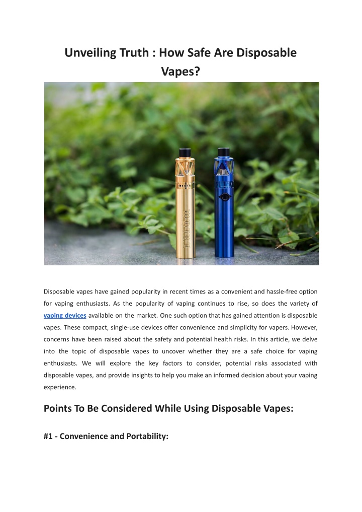 unveiling truth how safe are disposable vapes