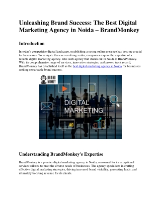 Unleashing Brand Success The Best Digital Marketing Agency in Noida