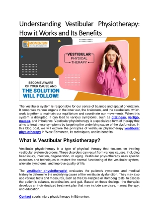 Understanding Vestibular Physiotherapy and How it Works and Its Benefits