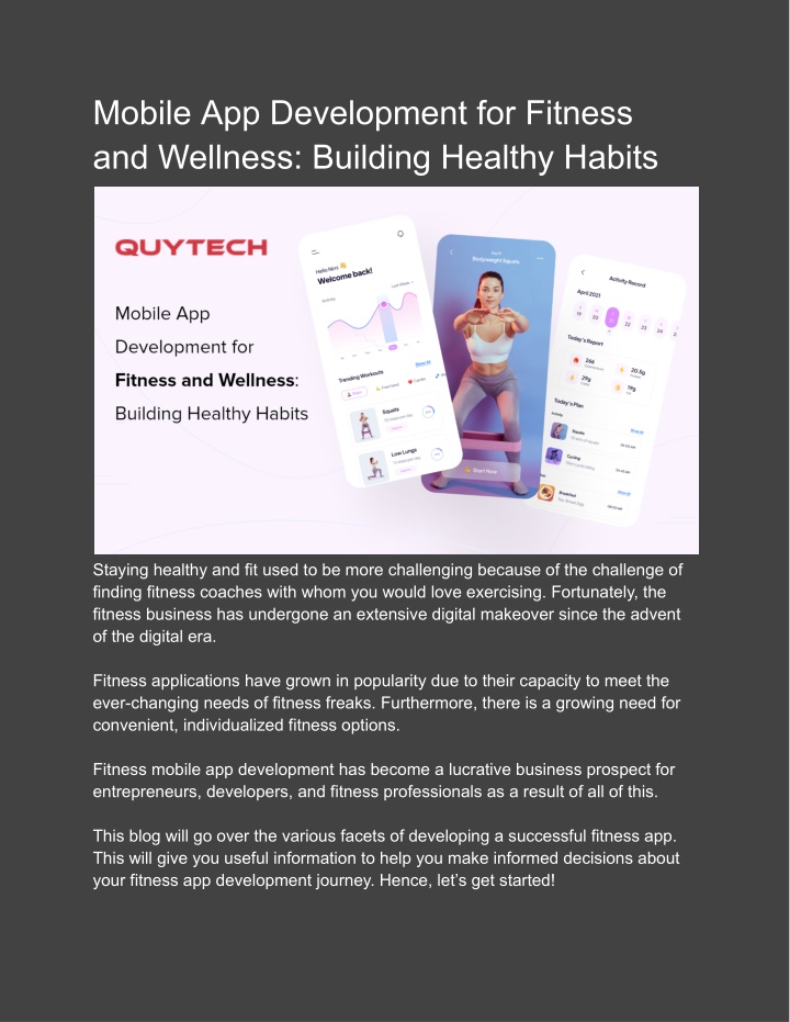 mobile app development for fitness and wellness