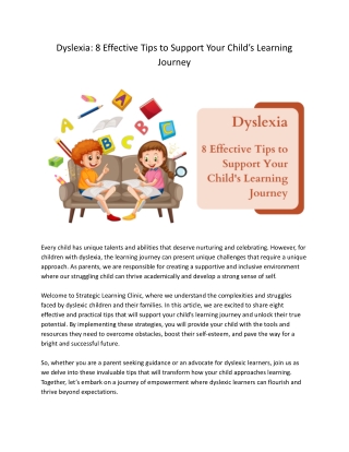 Dyslexia: 8 Effective Tips to Support Your Child’s Learning Journey