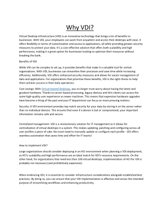 Why hosted VDI