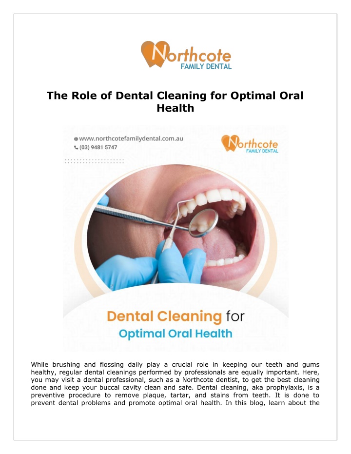 the role of dental cleaning for optimal oral