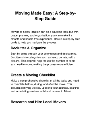 Moving Made Easy