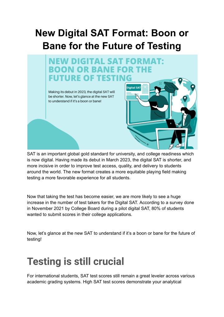 PPT New Digital SAT Format Boon or Bane for the Future of Testing