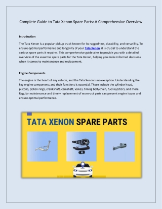 Complete Guide to Tata Xenon Spare Parts