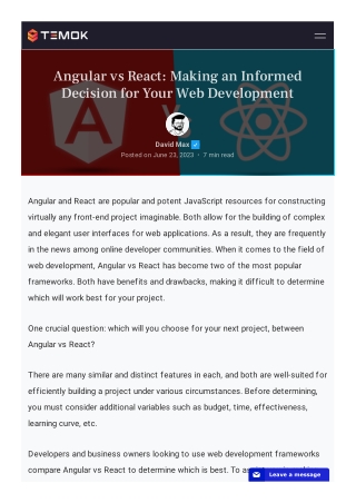 angular vs react making an informed decision