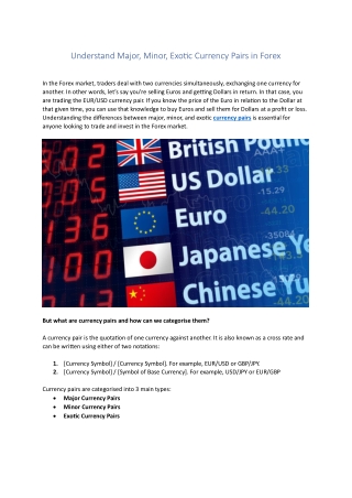 Understand Major Minor Exotic Currency Pairs in Forex
